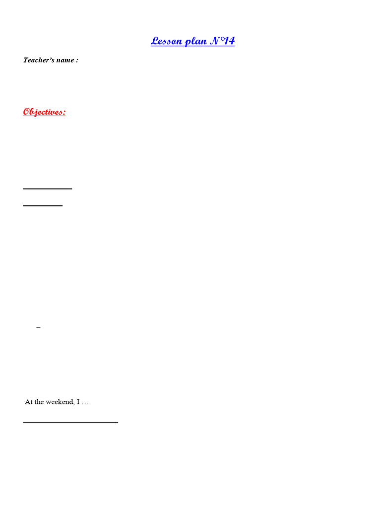 Family Lesson Plan for Class 3/1 | PDF