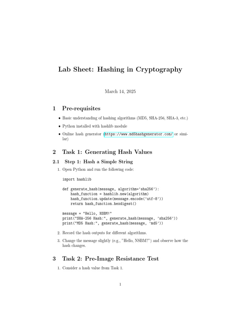 Hashing Techniques in Cryptography Lab | PDF | Error Detection And ...