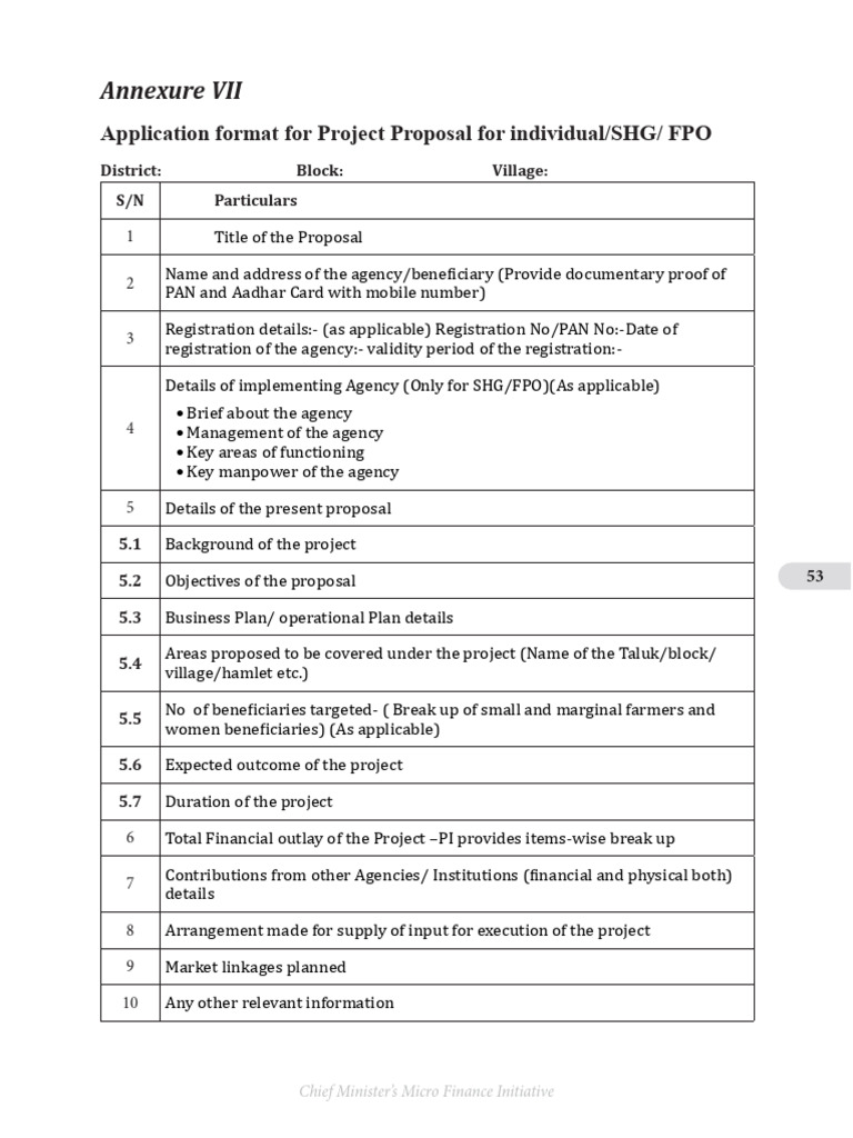 Annexure VII: Project Proposal Format | PDF