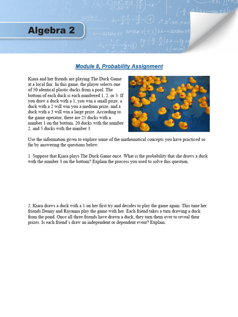 Duck Game Probability Worksheet | PDF | Probability Theory | Applied ...