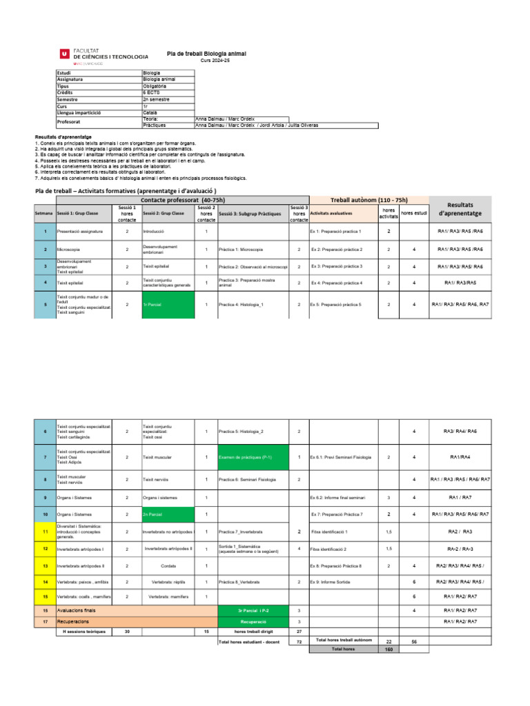Pla de Treball BA 24 - 25 | PDF