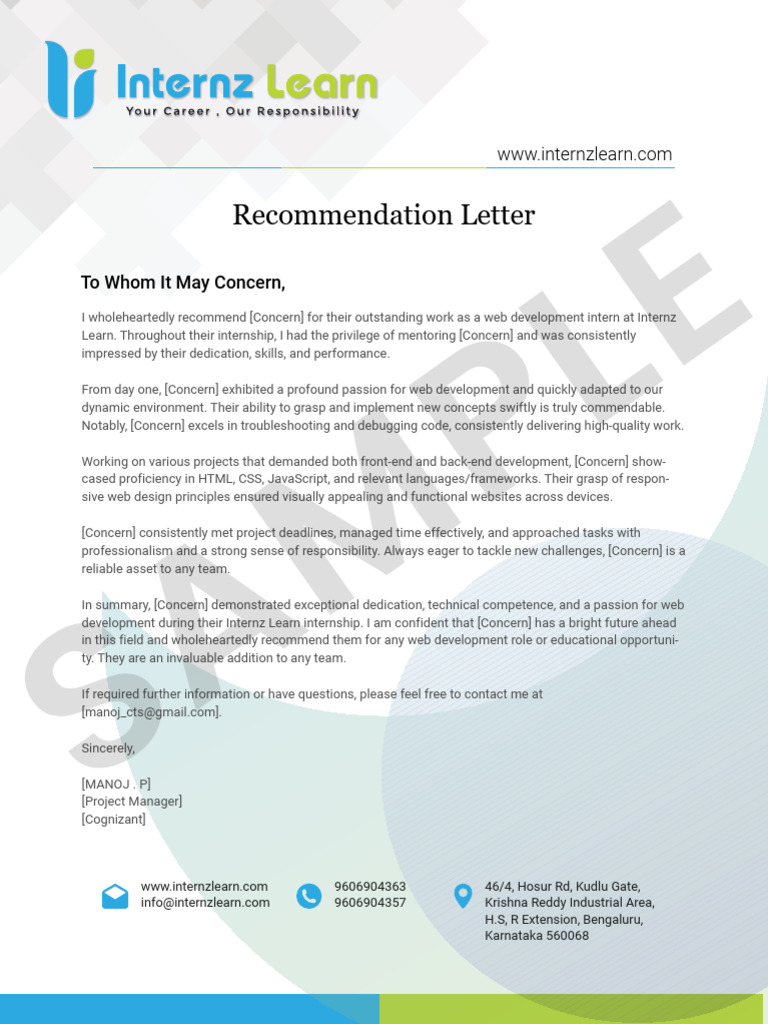 Web Development Internship Recommendation | PDF | Web Development ...