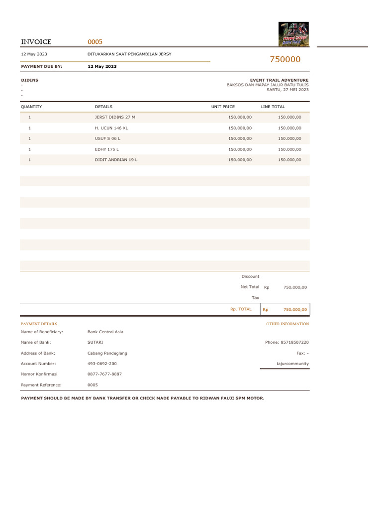 Billing Invoice Didins | PDF | Payments