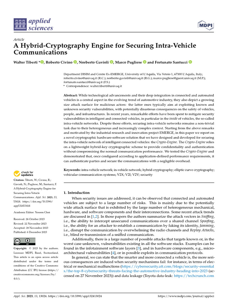 A Hybrid-Cryptography Engine For Securing Intra-Ve | PDF | Cryptography ...