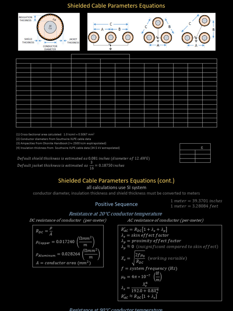 Shielded Cable Parameter Equations | PDF | Electrical Conductor ...