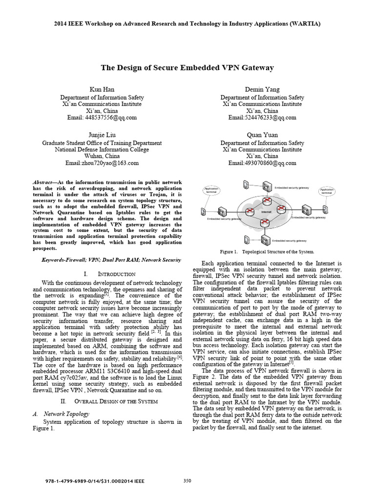 Secure Embedded VPN Gateway Design | PDF | Computer Network ...