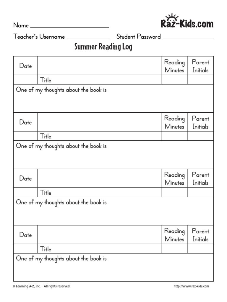 RK Summerread Log | PDF