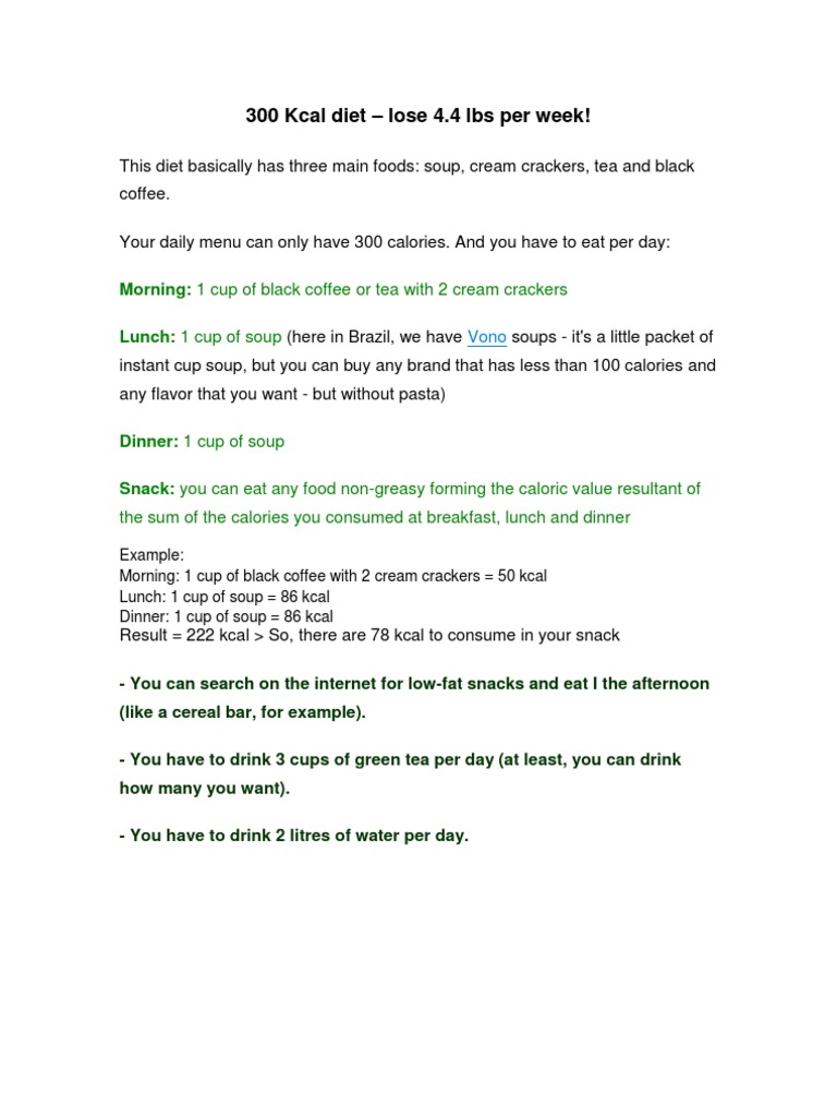 300 Kcal Diet | PDF