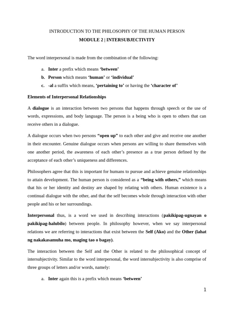 Understanding Intersubjectivity in Philosophy | PDF | Liberal Arts ...