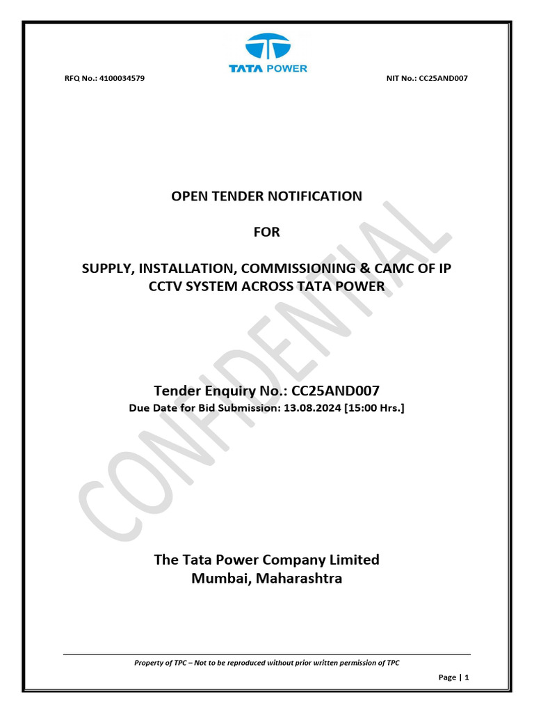TPC Tender - CC25AND007 - Ariba | PDF | Auction | Electrical Wiring
