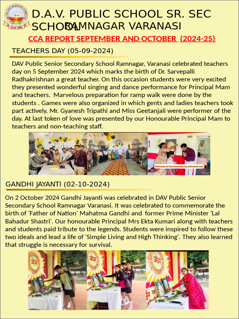DAV Ramnagar School CCA Report 2024-25 | PDF