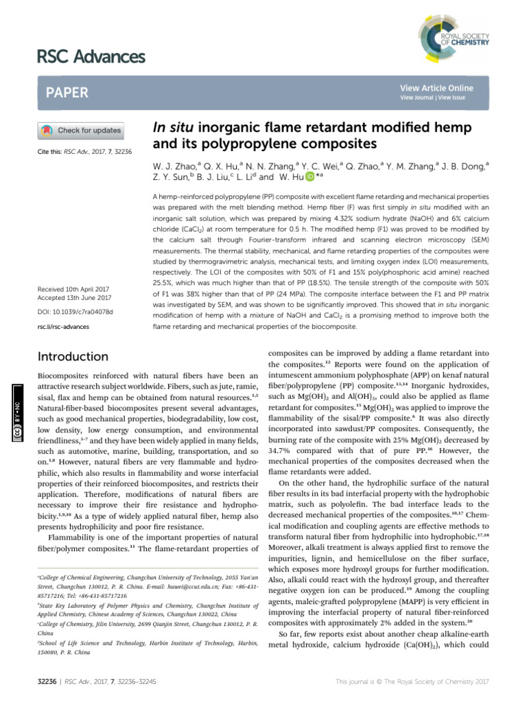 RSC Advances: Paper | PDF | Hydroxide | Calcium