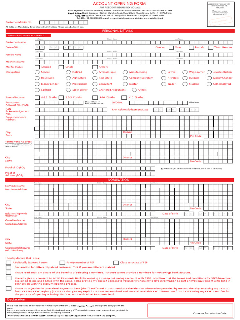 Manual On Boarding Form | PDF | Personal Identification Number | Banks