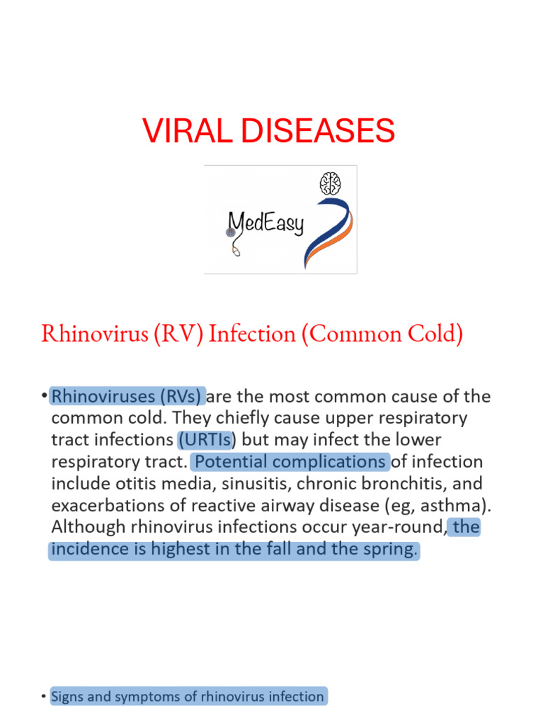 Rhinovirus Infection: Symptoms & Management | PDF | Common Cold ...