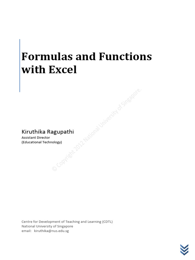 Excel Formulas and Functions Workshop | PDF | Microsoft Excel | Spreadsheet