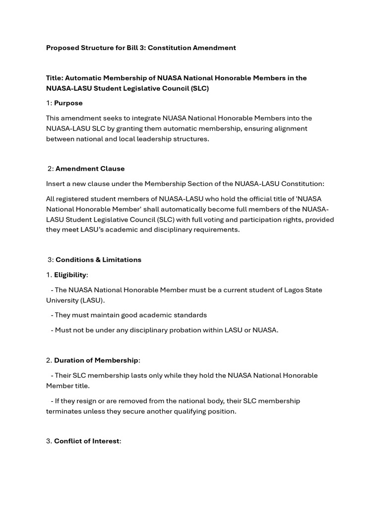 NUASA Membership Amendment Proposal | PDF