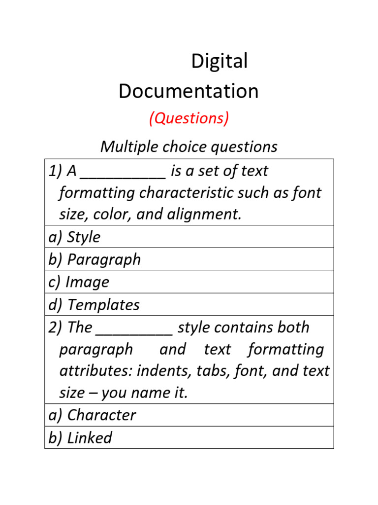 Digital Documentation Questions & Answers | PDF | Drawing | User ...