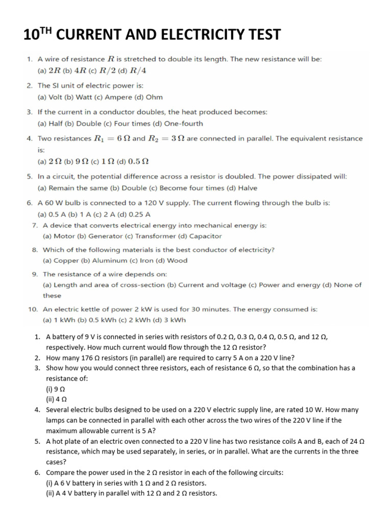 10TH CURRENT TEST | PDF