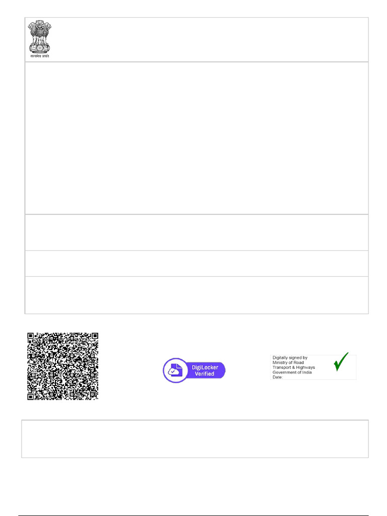 Vehicle Registration Certificate UP | PDF
