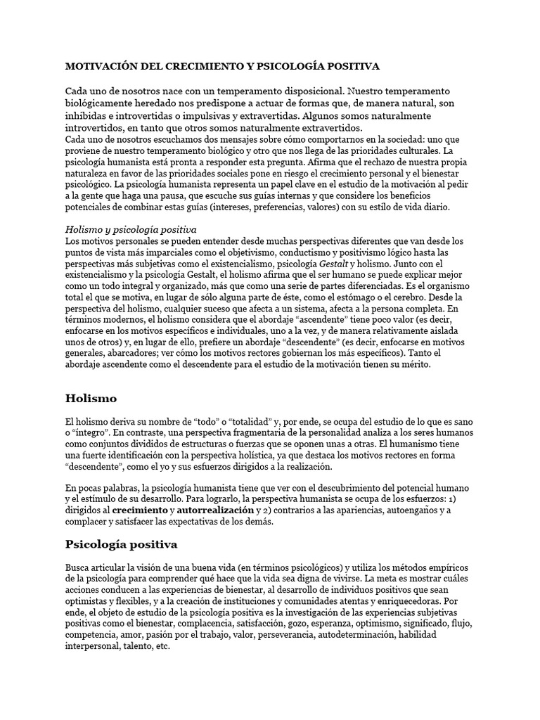 Psicología Positiva y Crecimiento Personal | PDF | Motivacional ...