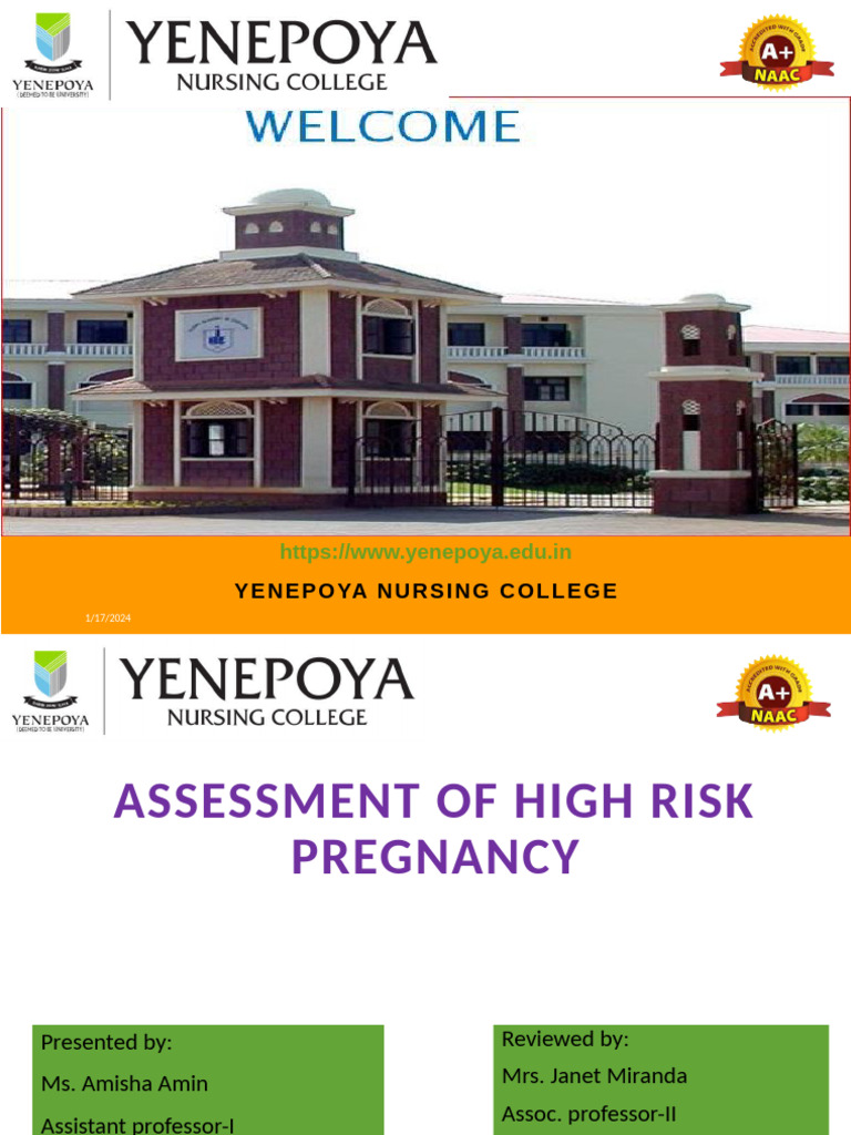 1.assessment of High Risk Pregnancy | PDF | Clinical Medicine | Human ...