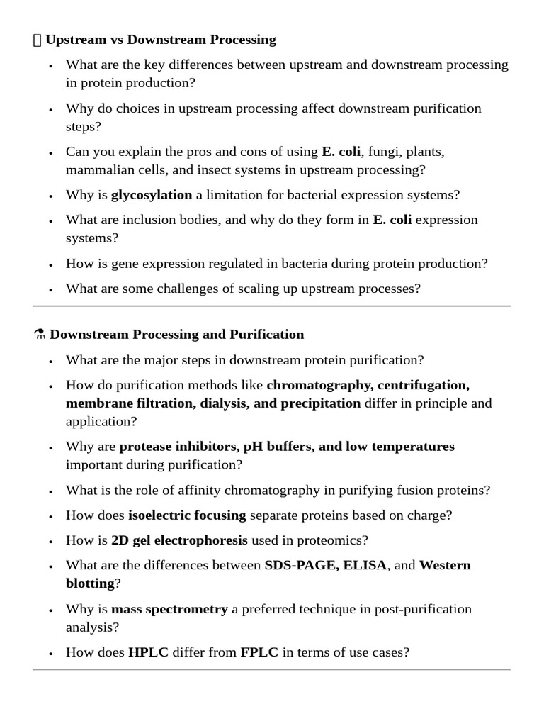 Upstream vs Downstream Protein Processing | PDF | Protein Purification ...
