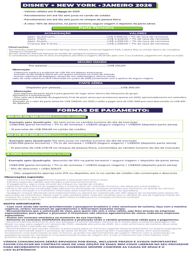 Formas de Pagamento - Janeiro 2026 - Validade Março | PDF | Visto para ...