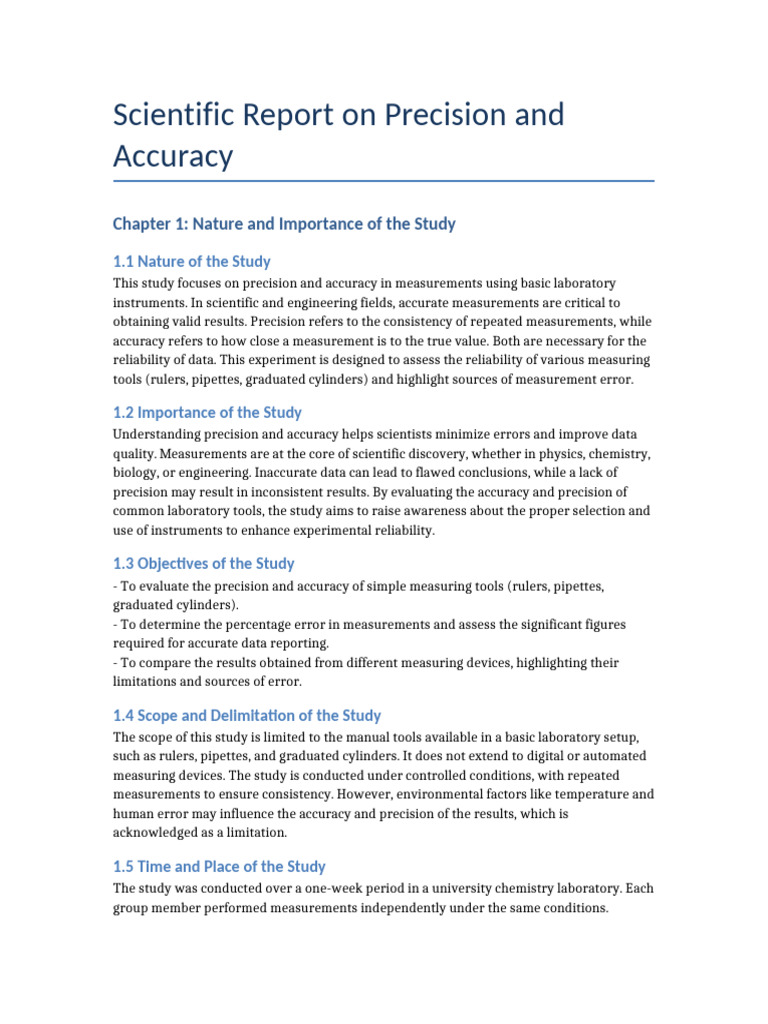 Evaluating Precision and Accuracy in Lab Measurements | PDF | Accuracy ...