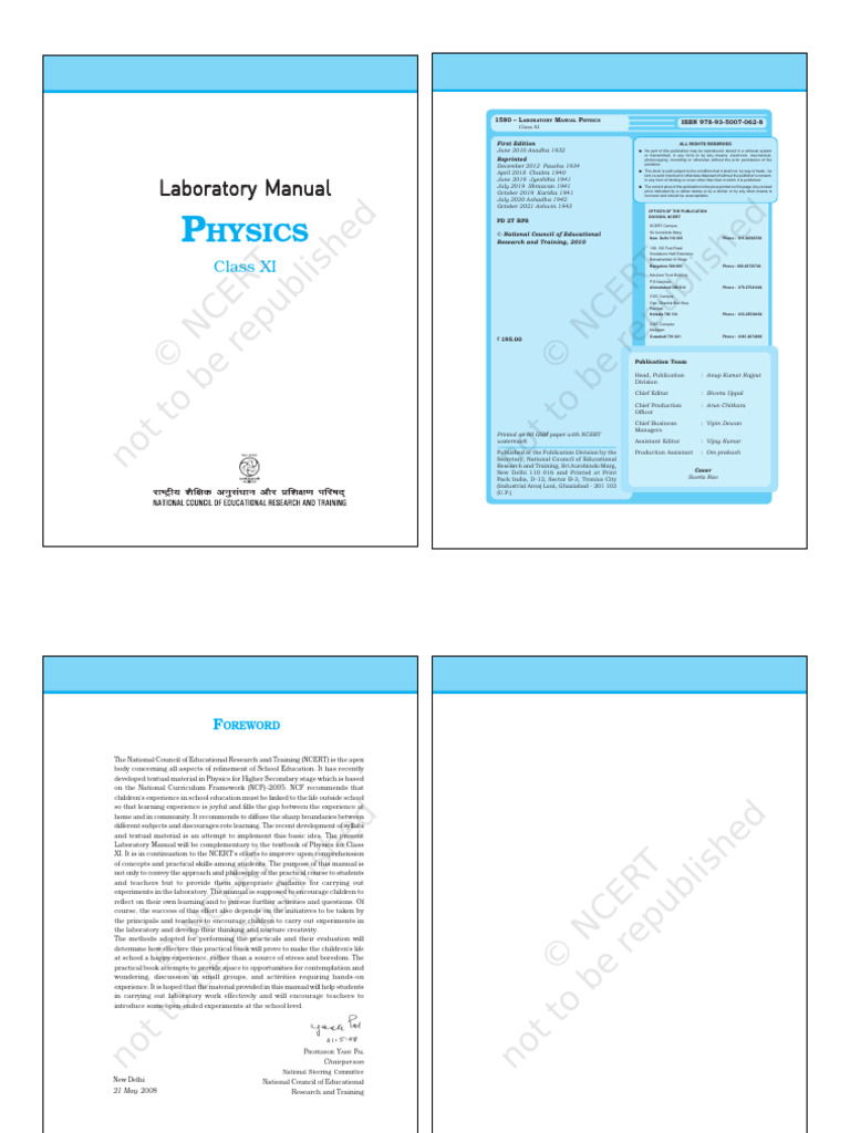 Class XI Physics Laboratory Manual | PDF | Experiment | Accuracy And ...