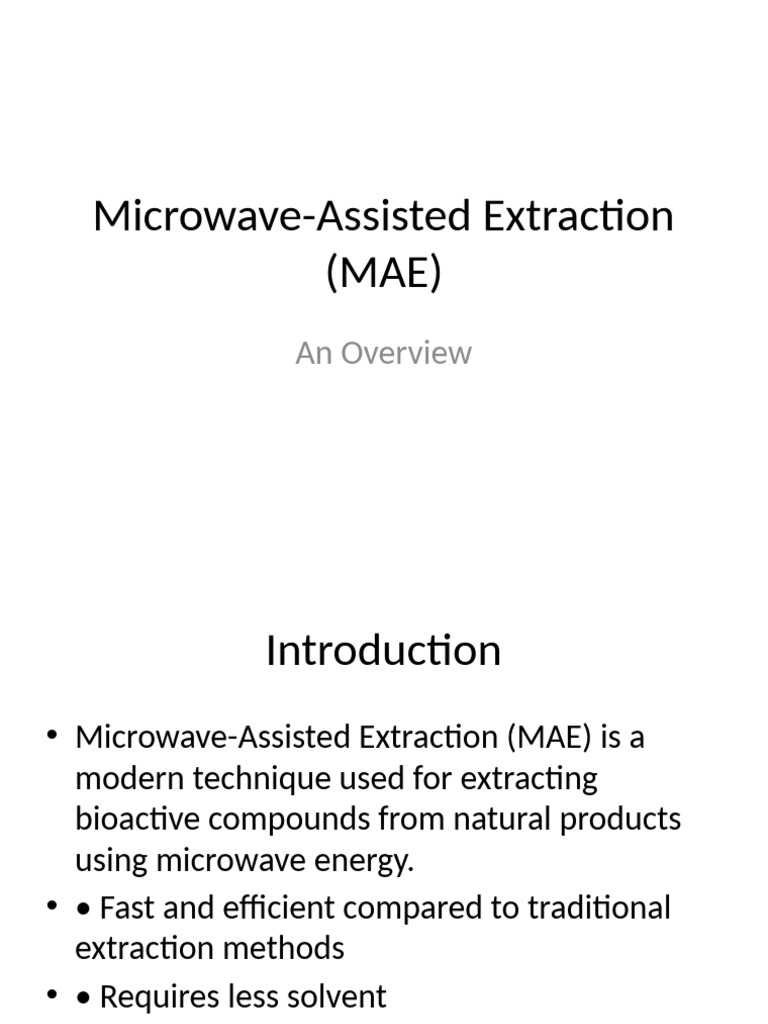 Microwave-Assisted Extraction Overview | PDF | Heat | Applied And ...