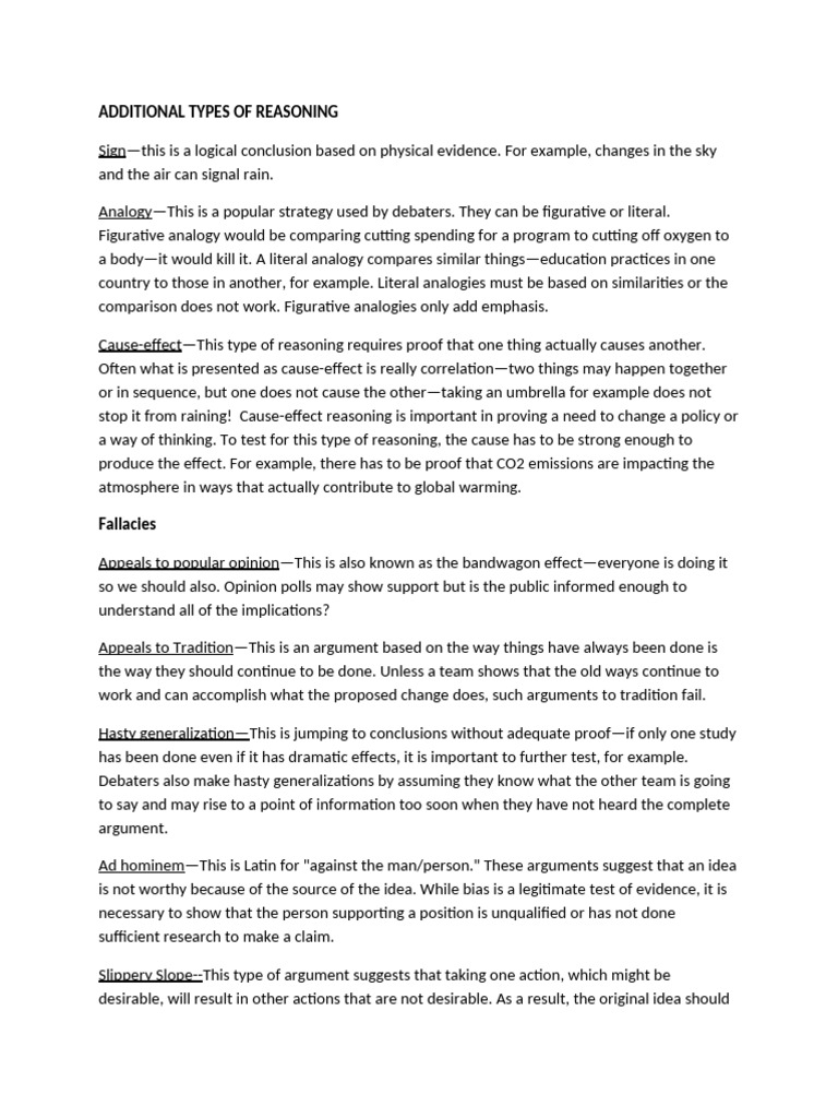 Additional Types of Reasoning | PDF | Fallacy | Argument