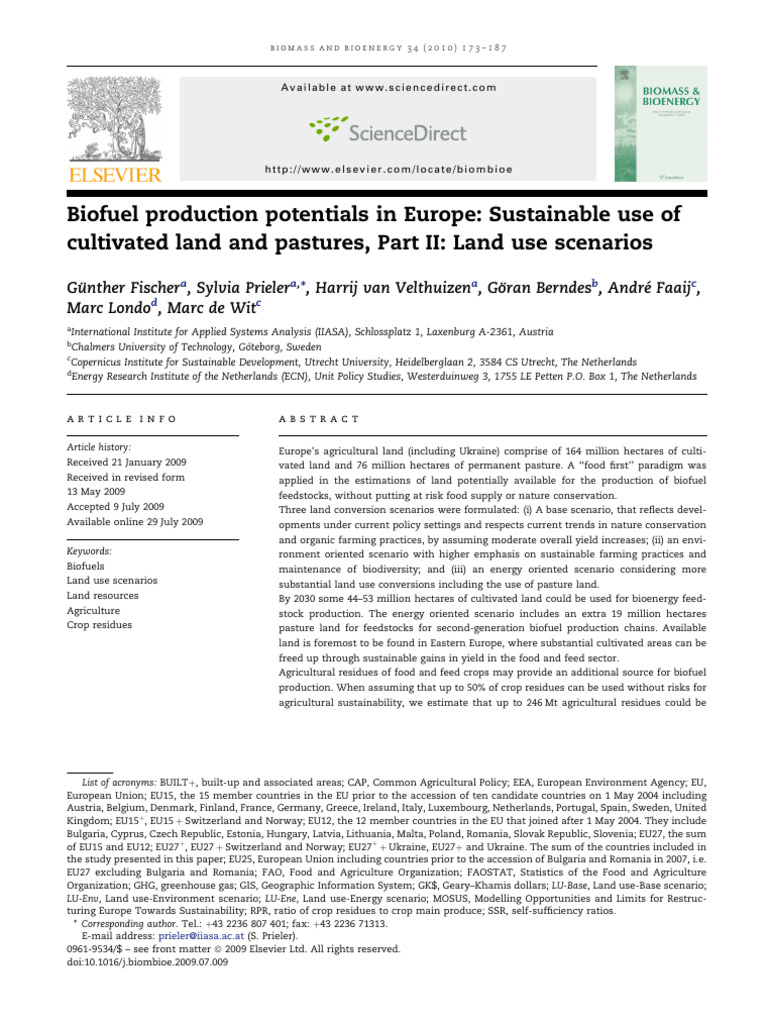 Biofuel Land Use Scenarios in Europe | PDF | Biofuel | Agriculture