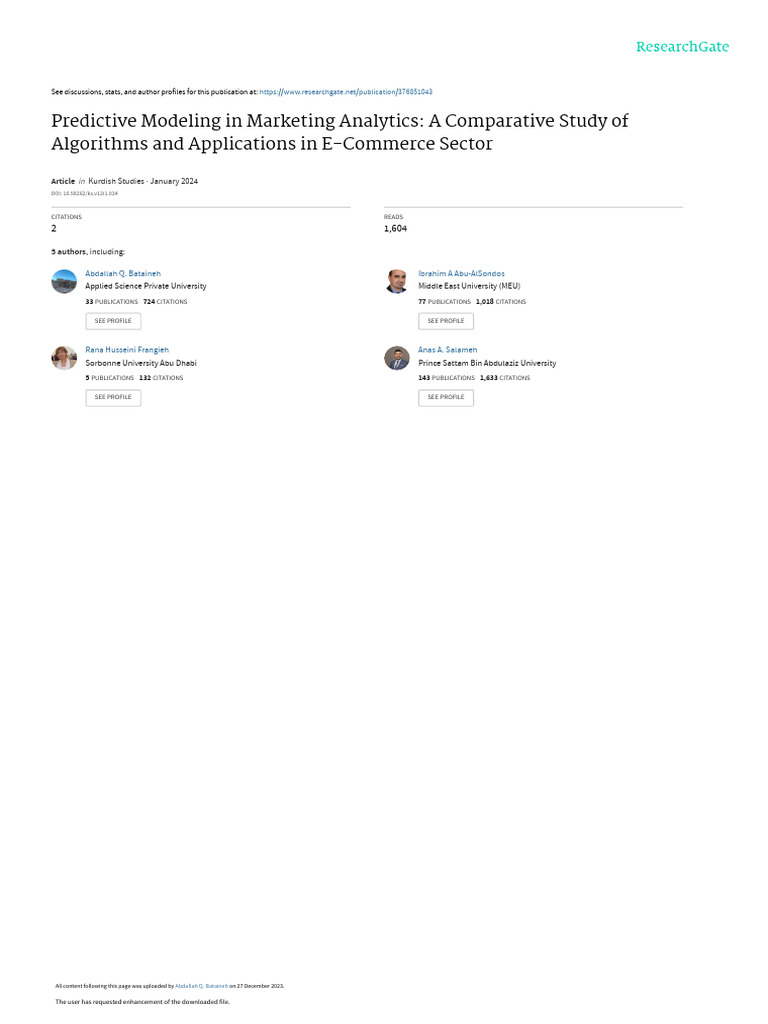 E-Commerce Predictive Modeling Study | PDF | Analytics | Predictive ...
