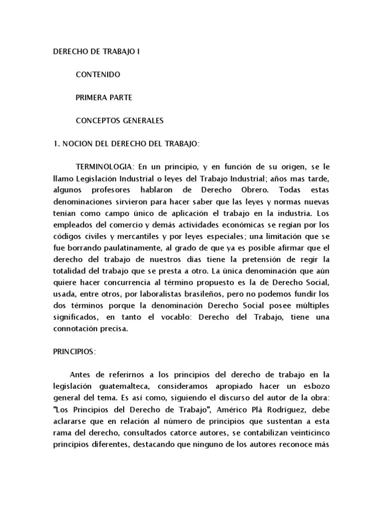 Principios del Derecho Laboral en Guatemala | PDF | Derecho laboral ...