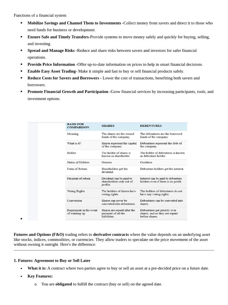 Functions of Financial Systems Explained | PDF | Option (Finance ...