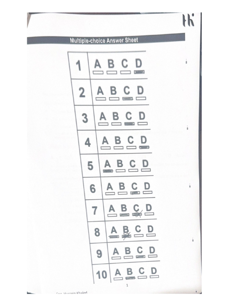 Multiple Choice Answer Sheet Pdf