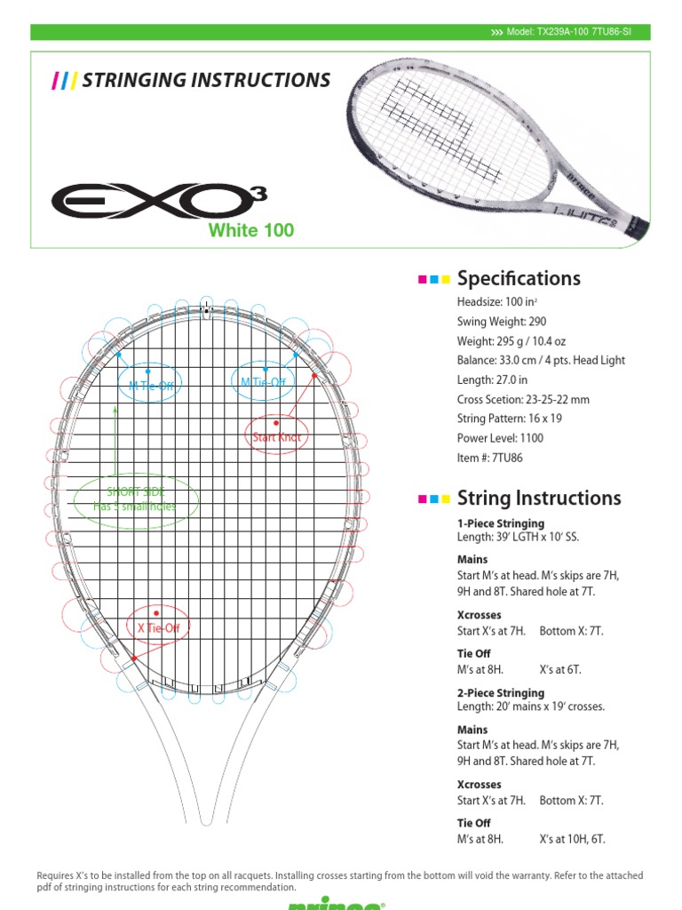 Tennis Racket Stringing Guide 100 in² | PDF | Home & Garden | Science ...
