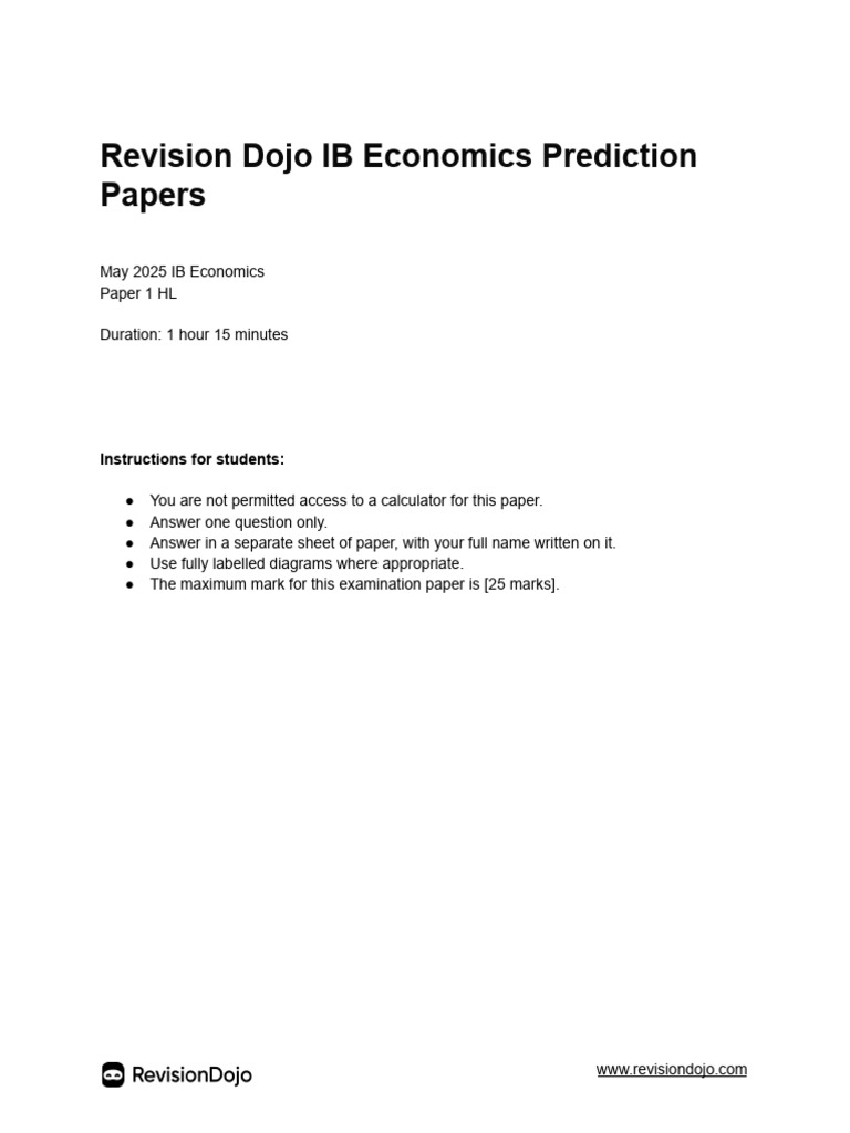 IB Economics Paper 1 Predictions 2025 | PDF