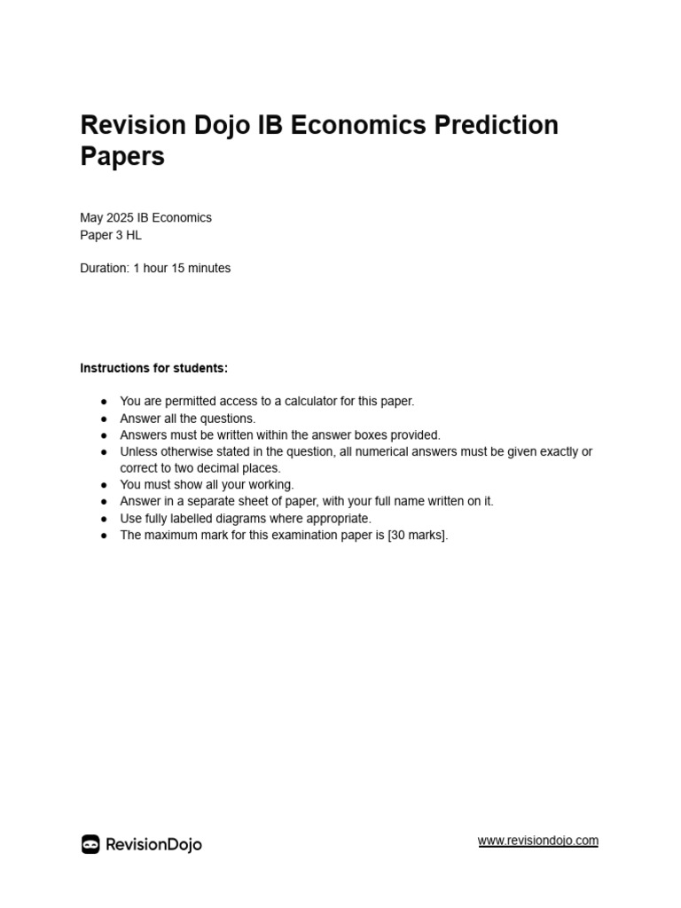 IB Economics Paper 3 Predictions 2025 | PDF | Subsidy | Economic Surplus