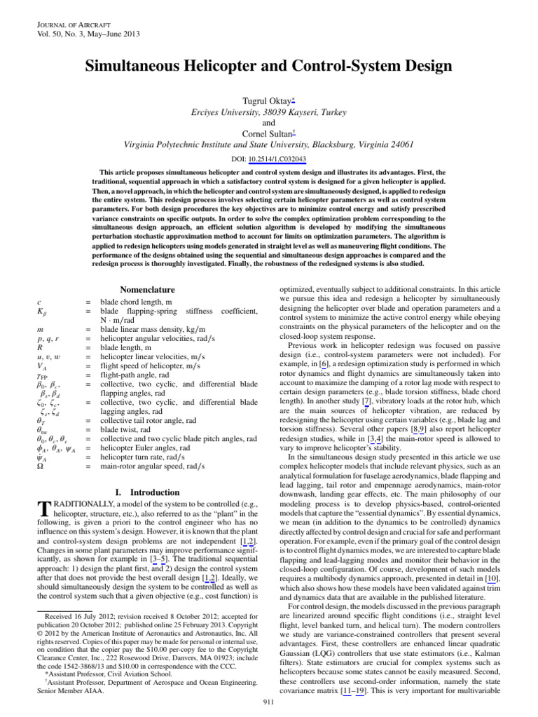 Helicopter Control System Optimization | PDF | Mathematical ...
