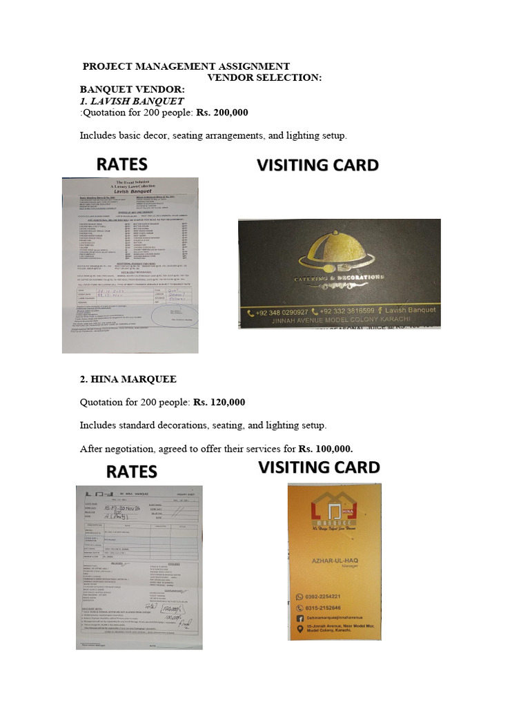 Vendor Selection for Event Management | PDF