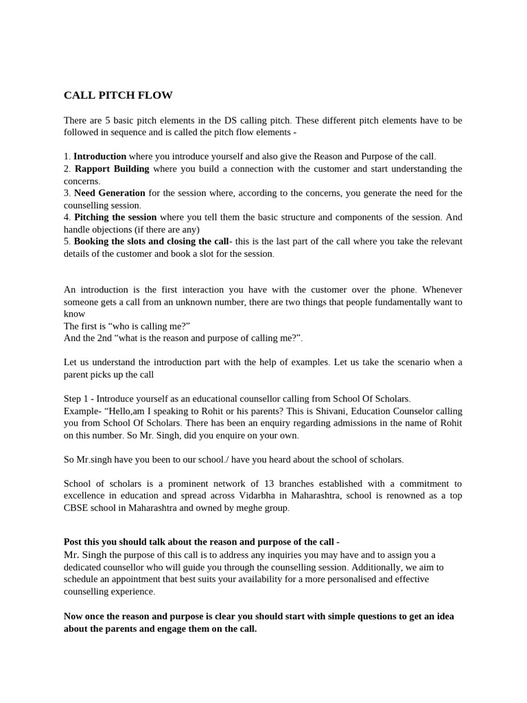 Effective Call Pitch Flow Guide | PDF