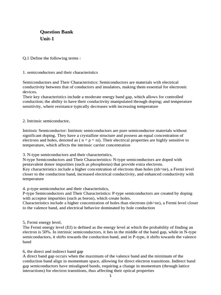 Fermi Level and Semiconductor Basics | PDF | Doping (Semiconductor ...