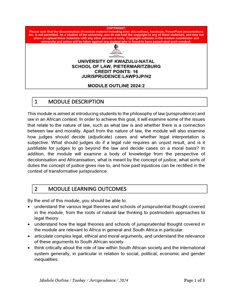 Module Outline - Updated | PDF | Jurisprudence | Applied Philosophy