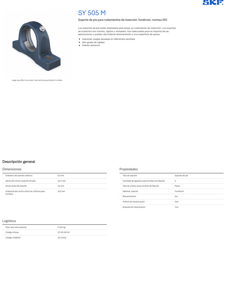 SY 505 M - Soportes para Rodamientos de Inserción - SKF | PDF | Red ...