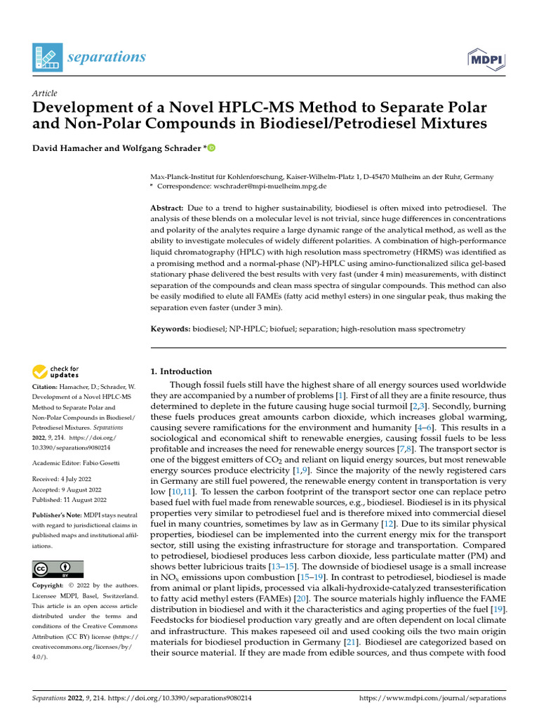 Separations 09 00214 | PDF | High Performance Liquid Chromatography ...