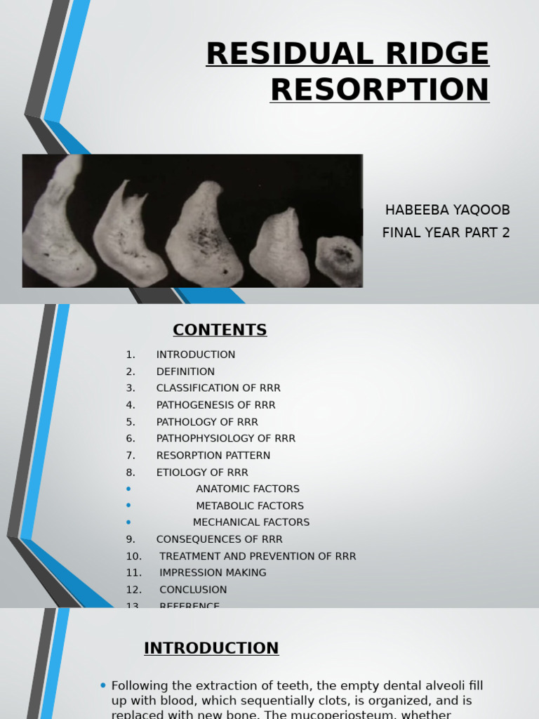 Residual Ridge Resorption | PDF | Dentures | Bone