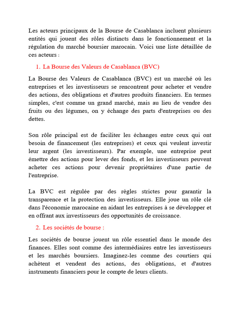 Les Acteurs de La Bourse | PDF | Investisseurs | Bourse des valeurs