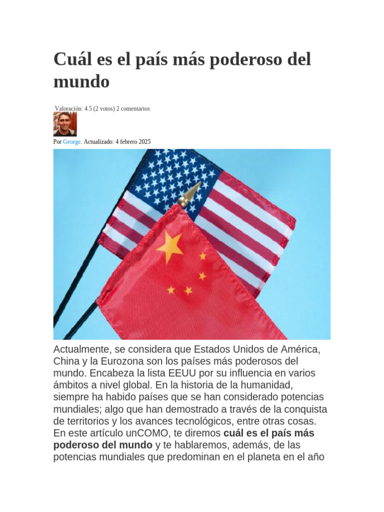 Top 10 países más poderosos del mundo | PDF | Europa | Los Estados Unidos