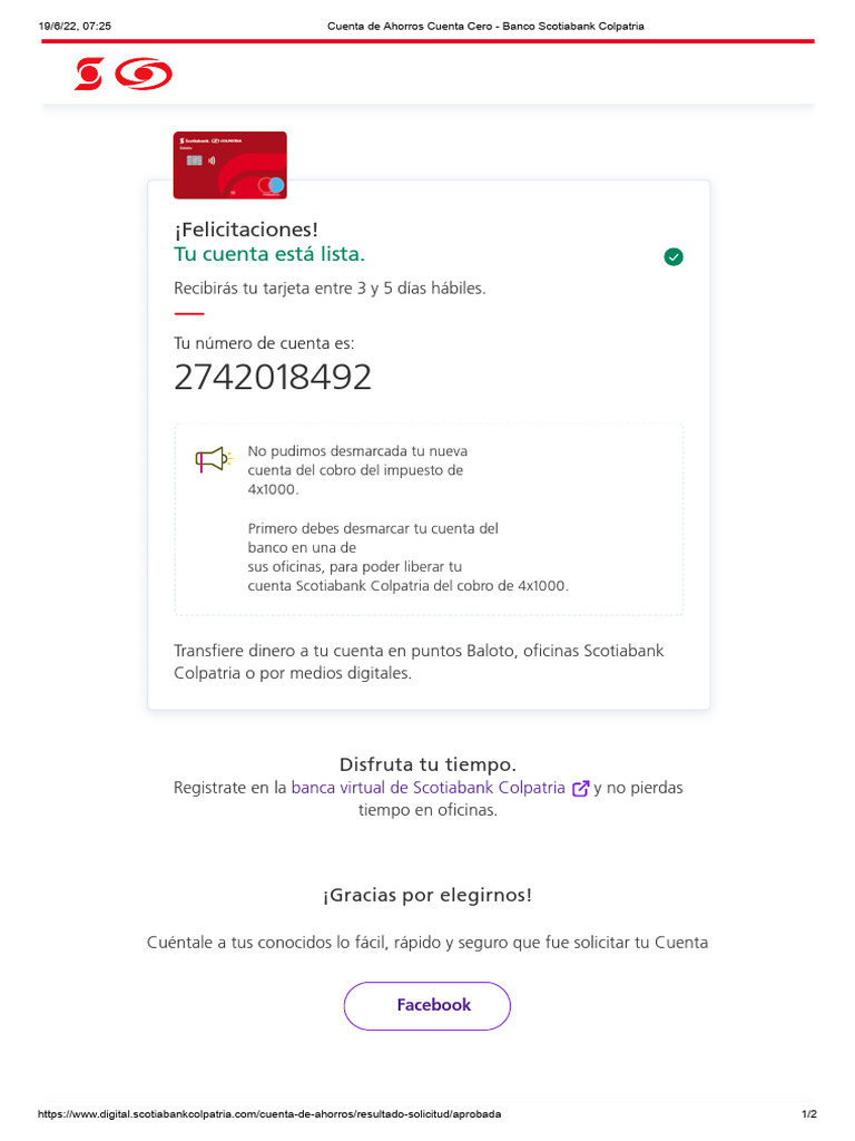 Cuenta de Ahorros Cuenta Cero - Banco Scotiabank Colpatria | PDF ...
